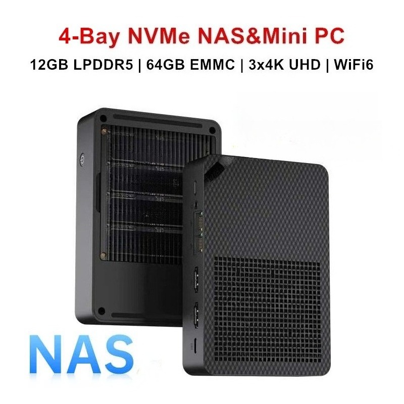N150 4-bay NAS Mini PC met 4*M - Ddr5 64Gb recensie en prijs