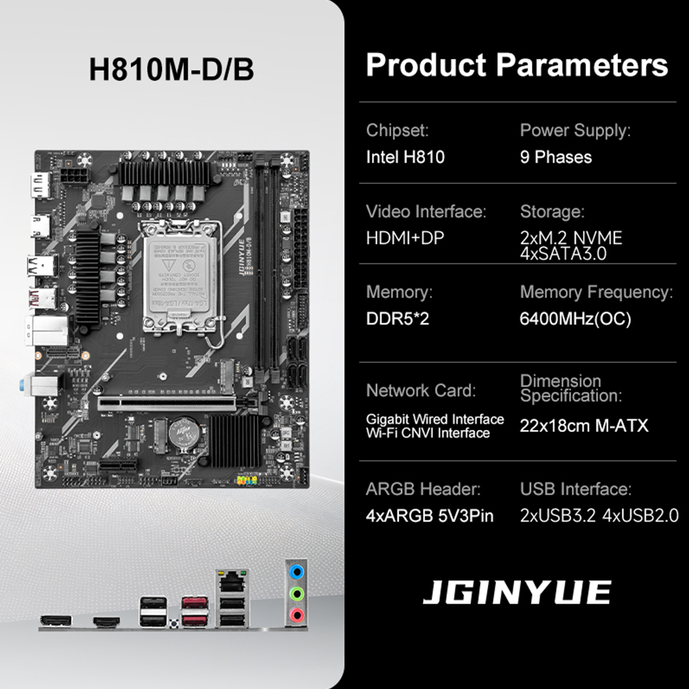 JGINYUE H810 Moederbord Intel  - Ddr5 64Gb recensie en prijs